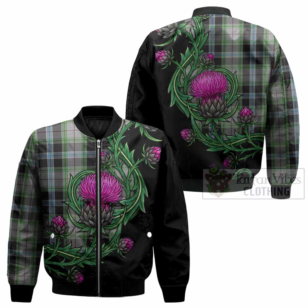 Wiseman Tartan Bomber Jacket Resilient Scottish Thistle - Tartan Vibes Clothing