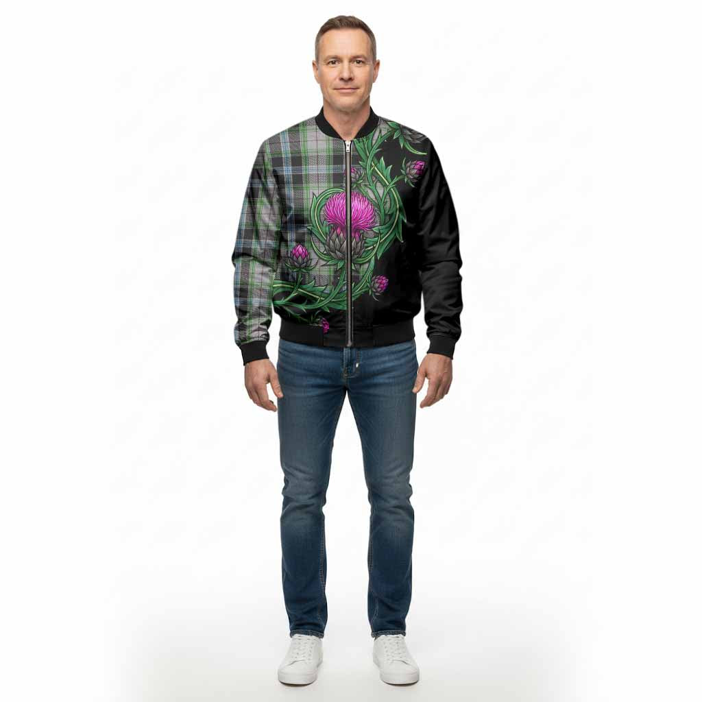 Wiseman Tartan Bomber Jacket Resilient Scottish Thistle - Tartan Vibes Clothing
