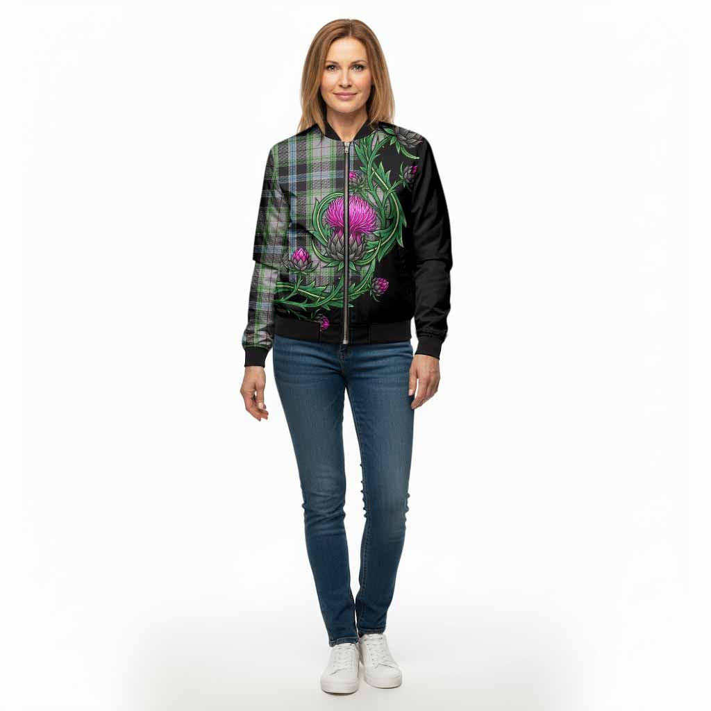 Wiseman Tartan Bomber Jacket Resilient Scottish Thistle - Tartan Vibes Clothing