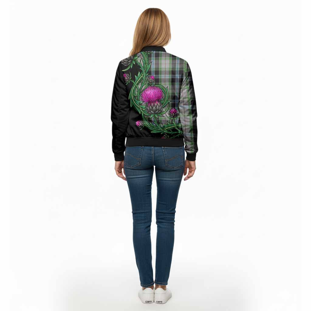 Wiseman Tartan Bomber Jacket Resilient Scottish Thistle - Tartan Vibes Clothing