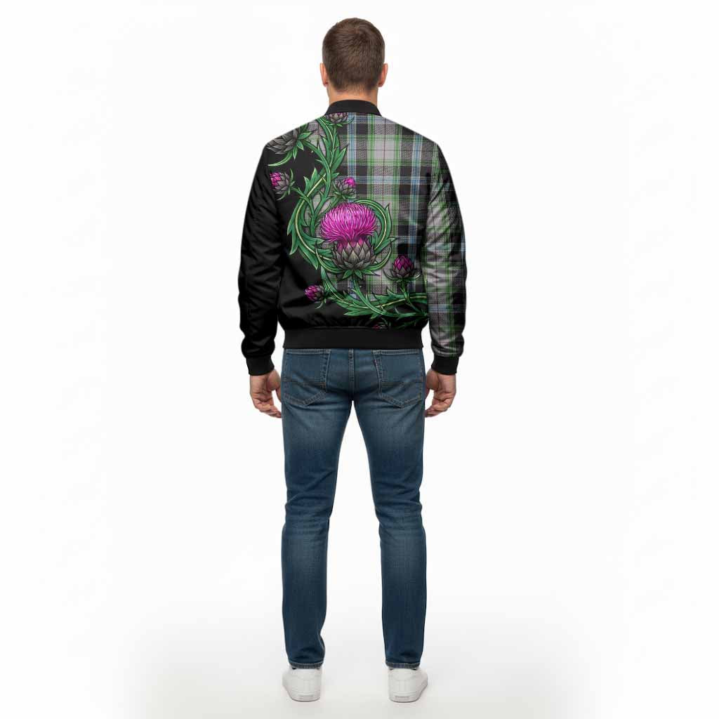 Wiseman Tartan Bomber Jacket Resilient Scottish Thistle - Tartan Vibes Clothing
