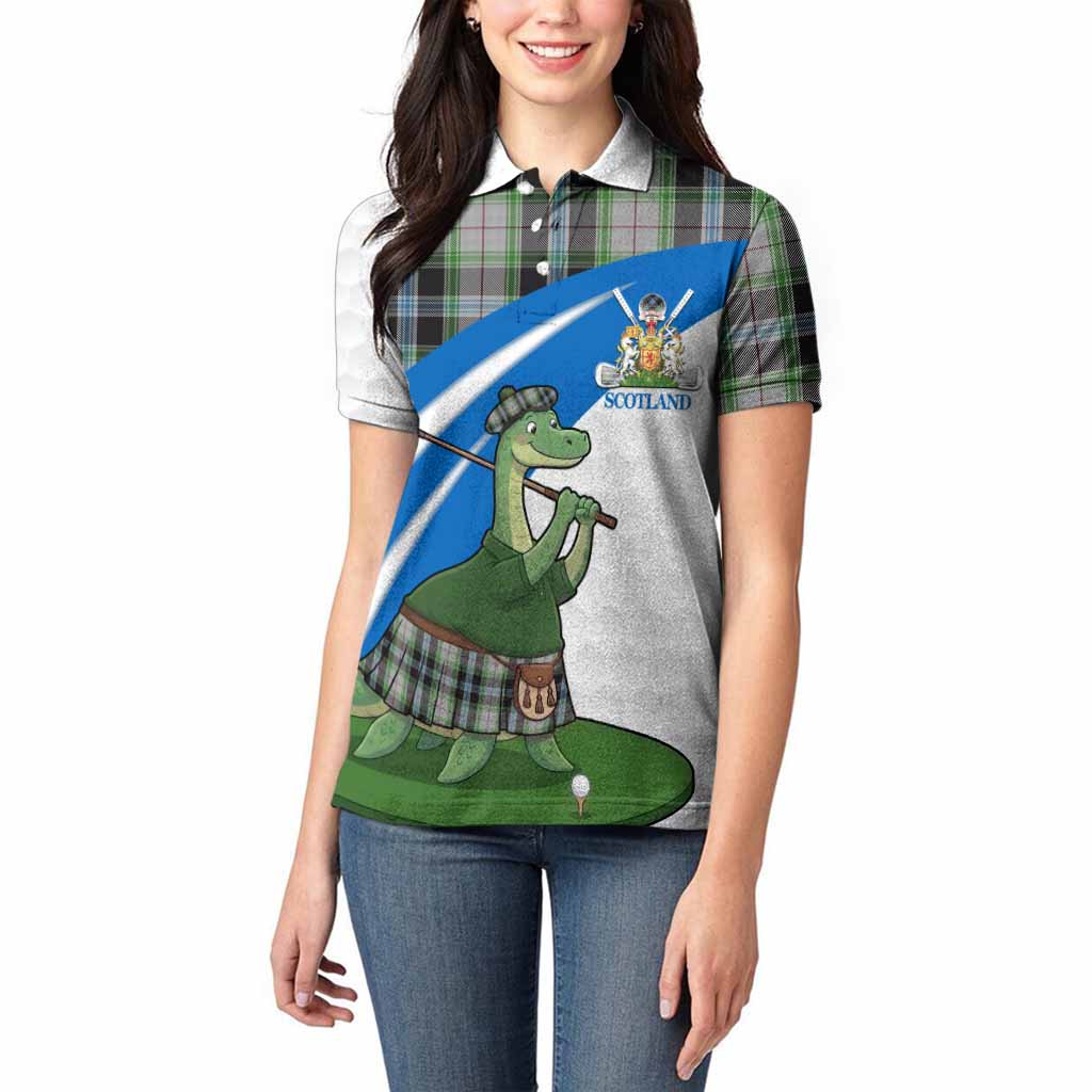 Wiseman Tartan Crest Golf Nessie Women Polo Shirt Loch Ness Monster Sporty Style