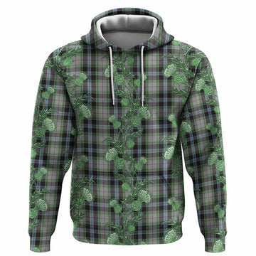 Wiseman Tartan Hoodie Seamless Scottish Thistle Flowers