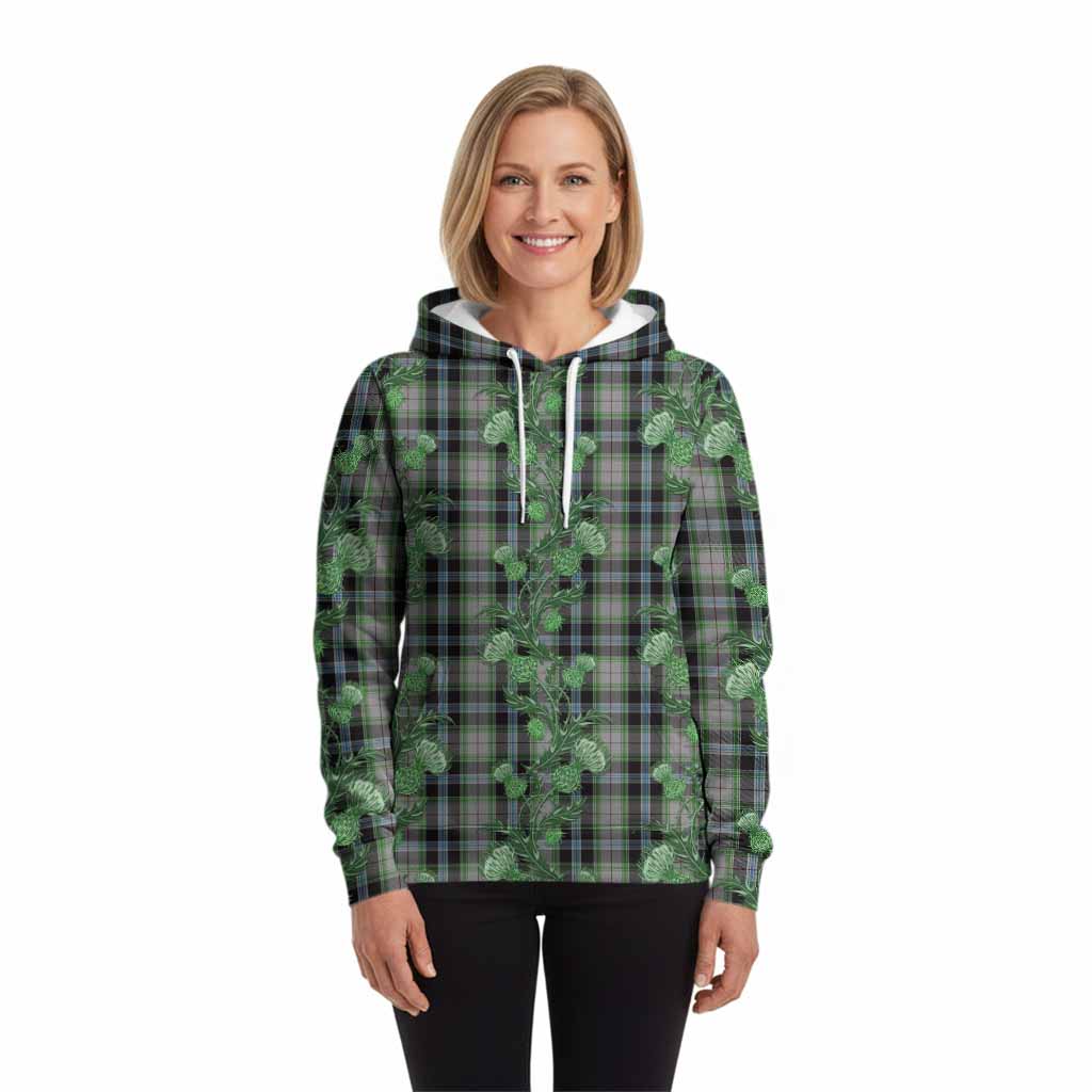 Wiseman Tartan Hoodie Seamless Scottish Thistle Flowers