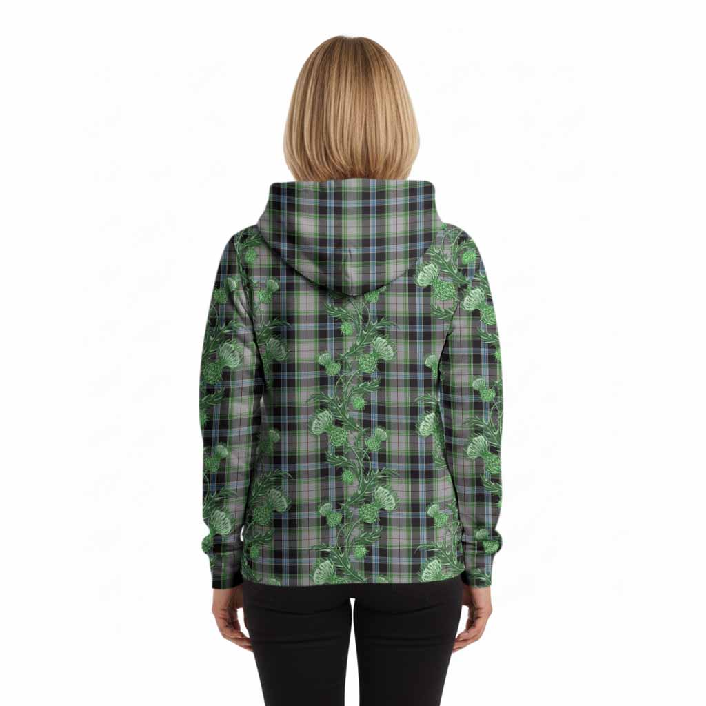 Wiseman Tartan Hoodie Seamless Scottish Thistle Flowers