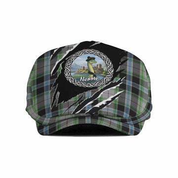 Wiseman Tartan Loch Ness Monster Flat Cap, Jeff Cap Celtic Knot Nessie Art