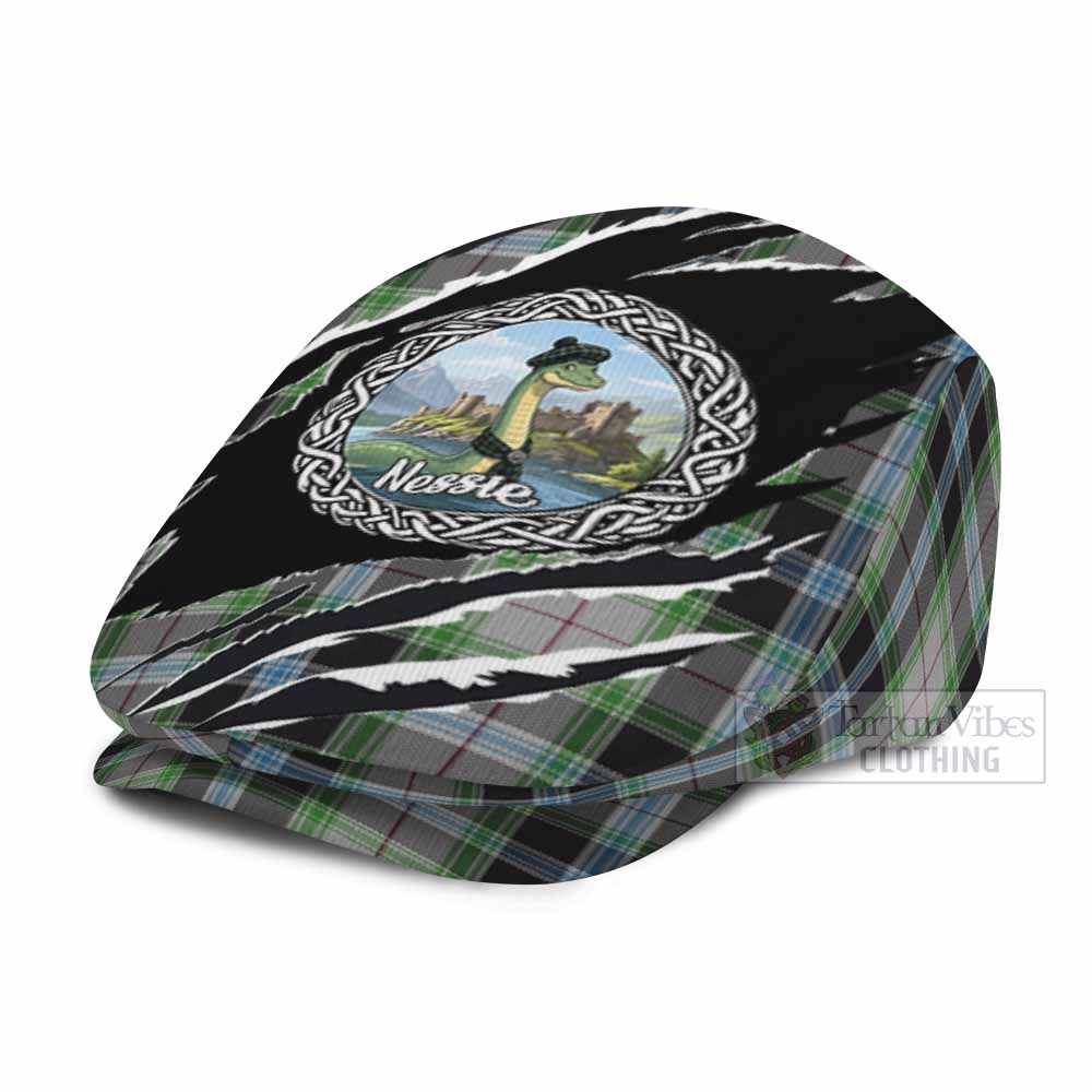 Wiseman Tartan Loch Ness Monster Flat Cap, Jeff Cap Celtic Knot Nessie Art