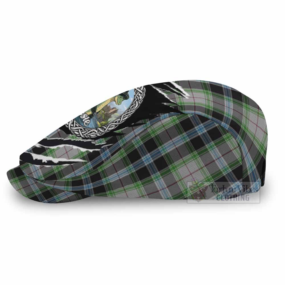 Wiseman Tartan Loch Ness Monster Flat Cap, Jeff Cap Celtic Knot Nessie Art