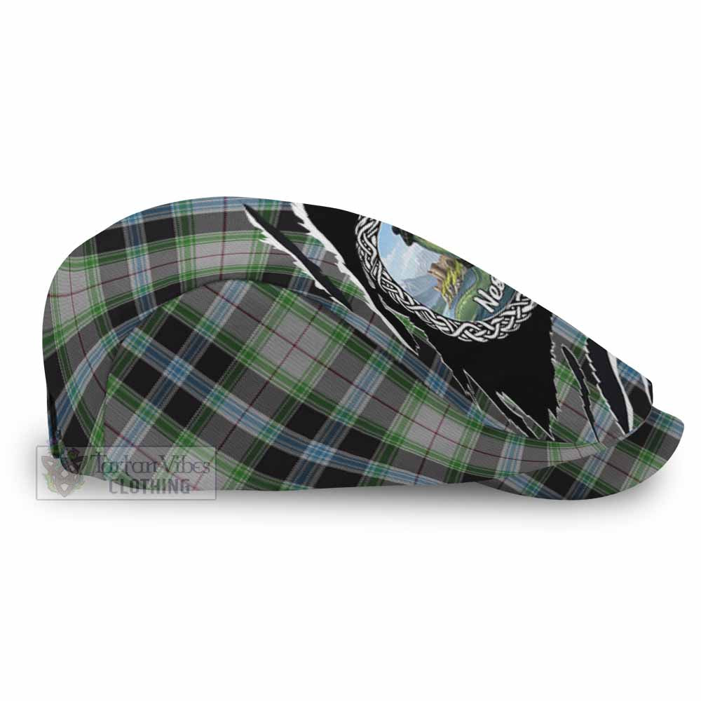 Wiseman Tartan Loch Ness Monster Flat Cap, Jeff Cap Celtic Knot Nessie Art