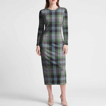 Wiseman Tartan Long Sleeve Bodycon Midi Dress