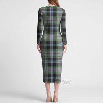 Wiseman Tartan Long Sleeve Bodycon Midi Dress