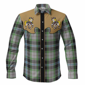 Wiseman Tartan Long Sleeve Button Shirts Rodeo Unicorn Retro Style
