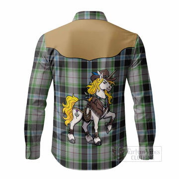 Wiseman Tartan Long Sleeve Button Shirts Rodeo Unicorn Retro Style
