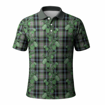 Wiseman Tartan Polo Shirt Seamless Scottish Thistle Flowers