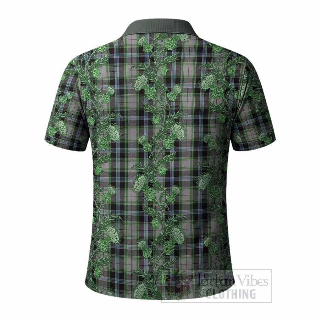 Wiseman Tartan Polo Shirt Seamless Scottish Thistle Flowers