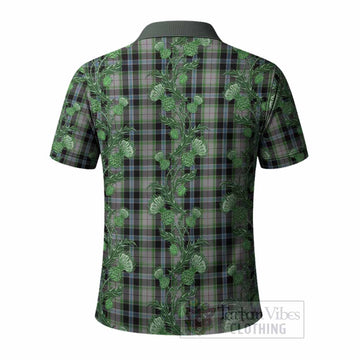 Wiseman Tartan Polo Shirt Seamless Scottish Thistle Flowers