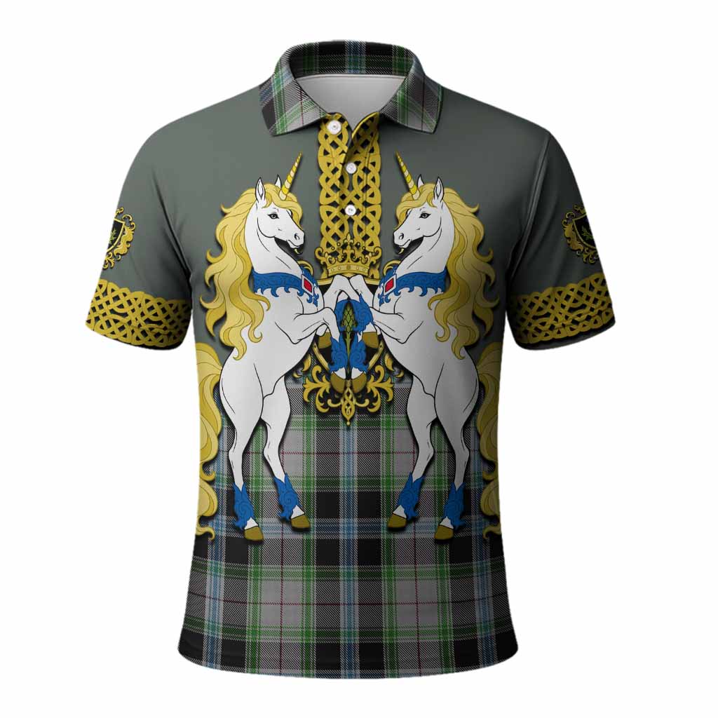Wiseman Tartan Polo Shirt Unicorn Celtic Knot And Thistle Emblem
