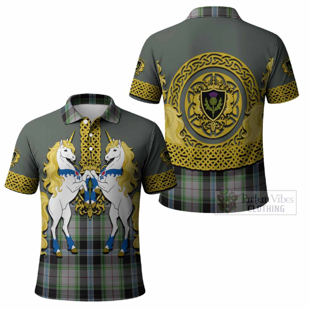 Wiseman Tartan Polo Shirt Unicorn Celtic Knot And Thistle Emblem