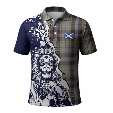Wiseman Tartan Scottish Polo Shirt Angry Lion With Soccer Ball Style