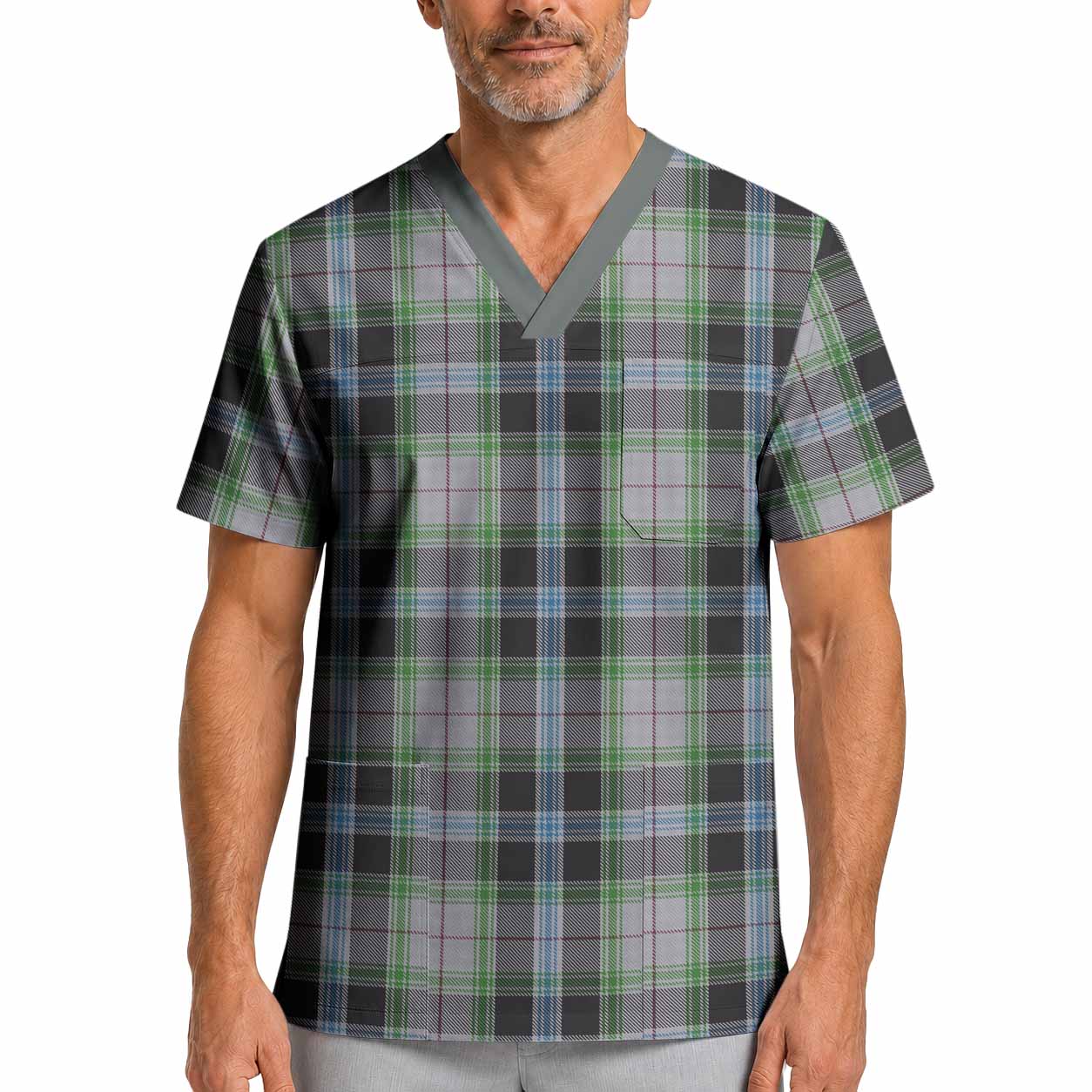 Wiseman Tartan Scrub Top XL - Tartan Vibes Clothing
