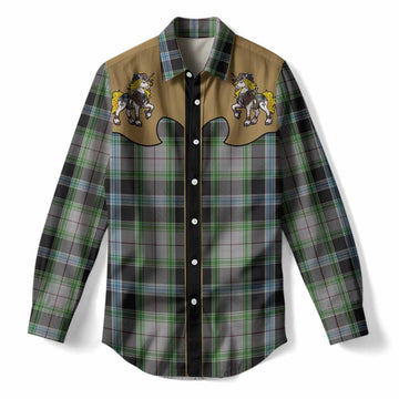 Wiseman Tartan Women Casual Shirt Rodeo Unicorn Retro Style