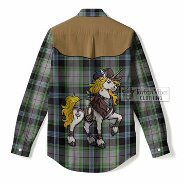 Wiseman Tartan Women Casual Shirt Rodeo Unicorn Retro Style