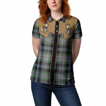 Wiseman Tartan Women Polo Shirt Rodeo Unicorn Retro Style