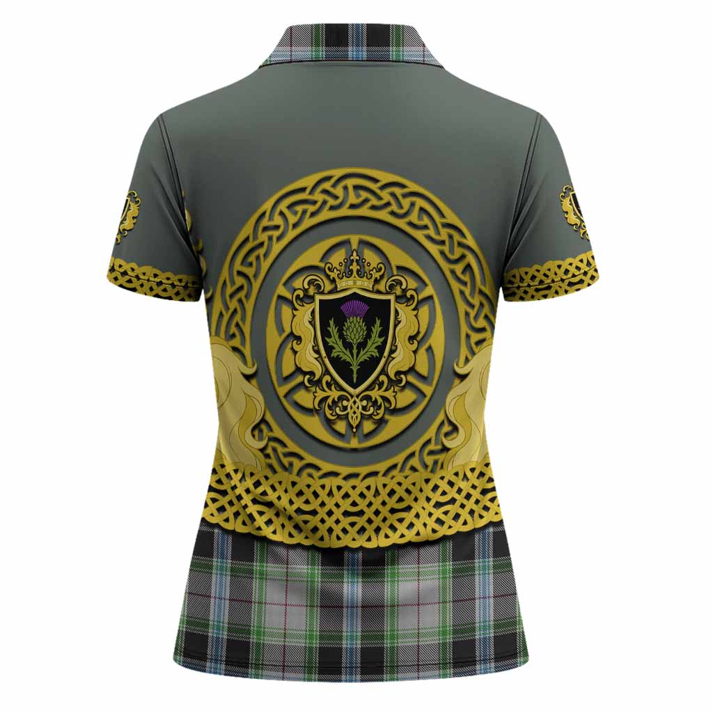 Wiseman Tartan Women Polo Shirt Unicorn Celtic Knot And Thistle Emblem