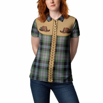 Wiseman Tartan Women Polo Shirt Wee Coo Cowboy Cute Style
