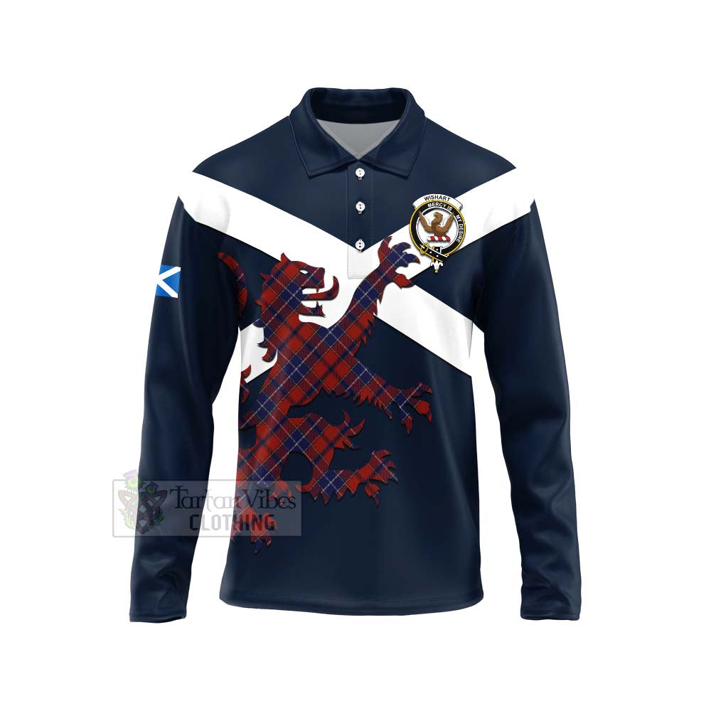 Tartan Vibes Clothing Wishart Tartan Lion Rampant Long Sleeve Polo Shirt – Proudly Display Your Heritage with Alba Gu Brath and Clan Name