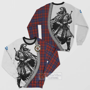 Tartan Vibes Clothing Wishart Tartan Clan Crest Sweatshirt with Highlander Warrior Celtic Style