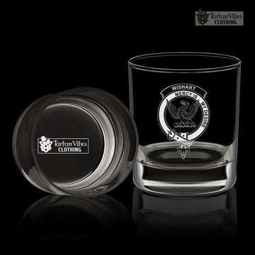 Tartan Vibes Clothing Wishart Family Crest Engraved Whiskey Glass with Handle
