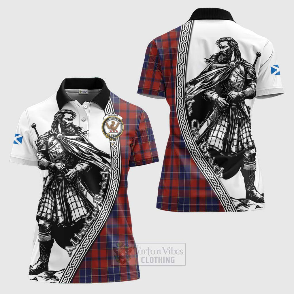 Tartan Vibes Clothing Wishart Tartan Clan Crest Women's Polo Shirt with Highlander Warrior Celtic Style