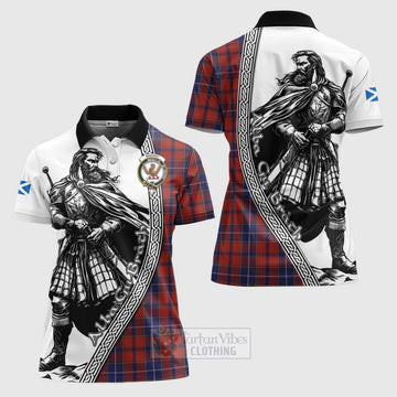 Tartan Vibes Clothing Wishart Tartan Clan Crest Women's Polo Shirt with Highlander Warrior Celtic Style
