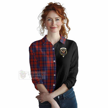 Tartan Vibes Clothing Wishart Tartan Women's Casual Shirt with Family Crest and Half Of Me Style