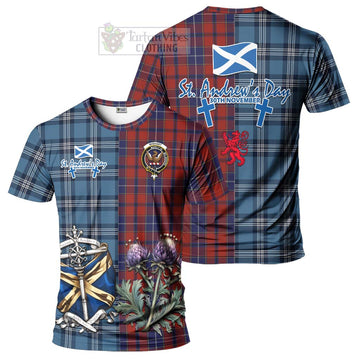 Tartan Vibes Clothing Wishart Tartan T-Shirt Happy St. Andrew's Day Half Tartan Style