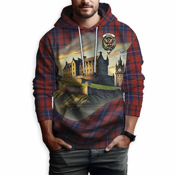 Tartan Vibes Clothing Wishart Tartan Family Crest Hoodie with Scottish Ancient Castle Style
