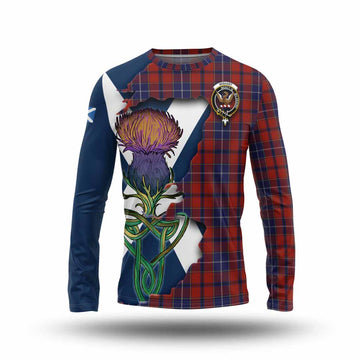 Tartan Vibes Clothing Wishart Tartan Family Crest Long Sleeve T-Shirt Scottish Thistle Celtic Inspired