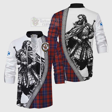 Tartan Vibes Clothing Wishart Tartan Clan Crest Ghillie Kilt Shirt with Highlander Warrior Celtic Style