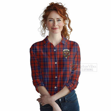 Tartan Vibes Clothing Wishart Tartan Women's Casual Shirt with Family Crest DNA In Me Style