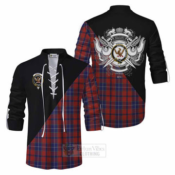 Tartan Vibes Clothing Wishart Tartan Ghillie Kilt Shirt with Family Crest and Military Logo Style