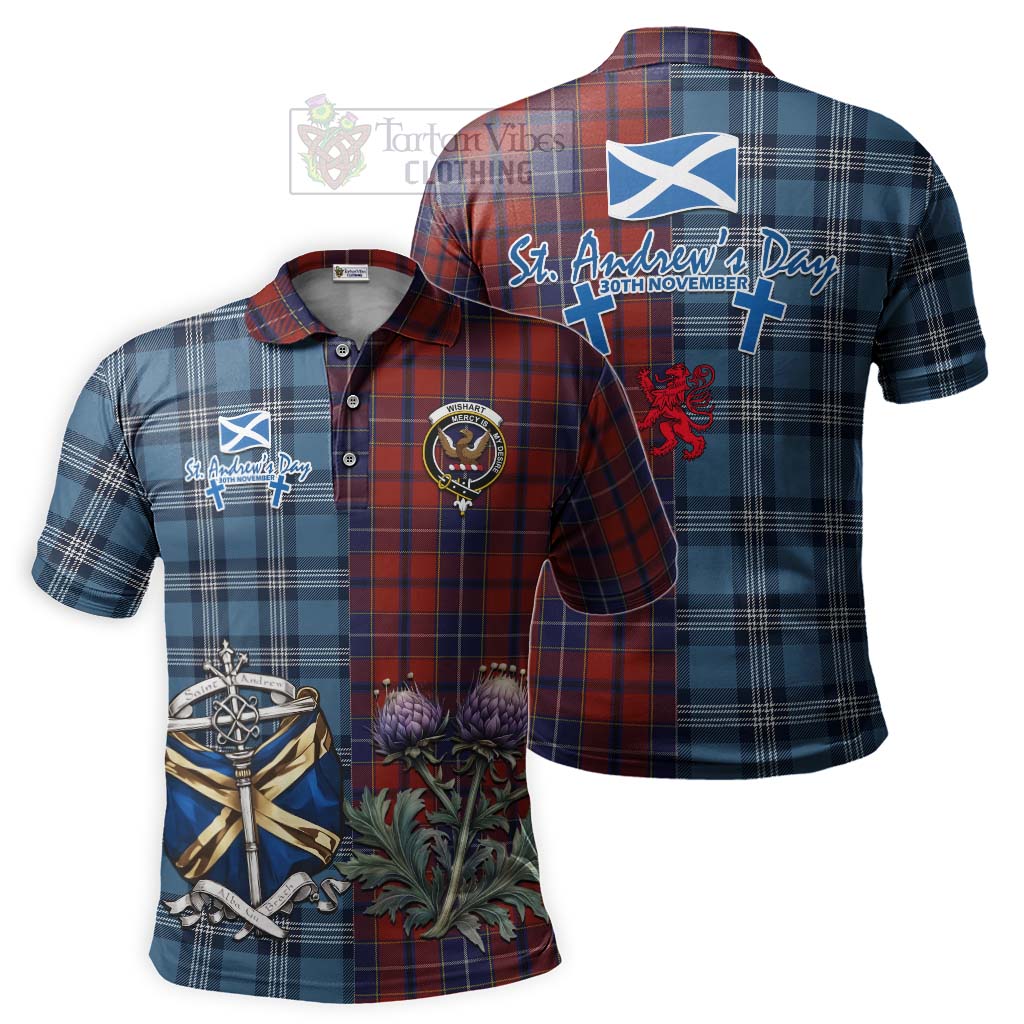Tartan Vibes Clothing Wishart Tartan Polo Shirt Happy St. Andrew's Day Half Tartan Style