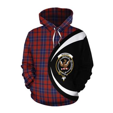 Tartan Vibes Clothing Wishart Tartan Cotton Hoodie with Family Crest Circle Style