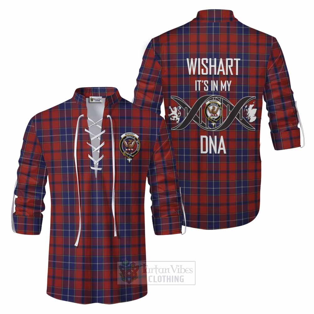 Tartan Vibes Clothing Wishart Tartan Ghillie Kilt Shirt with Family Crest DNA In Me Style