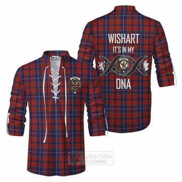 Tartan Vibes Clothing Wishart Tartan Ghillie Kilt Shirt with Family Crest DNA In Me Style