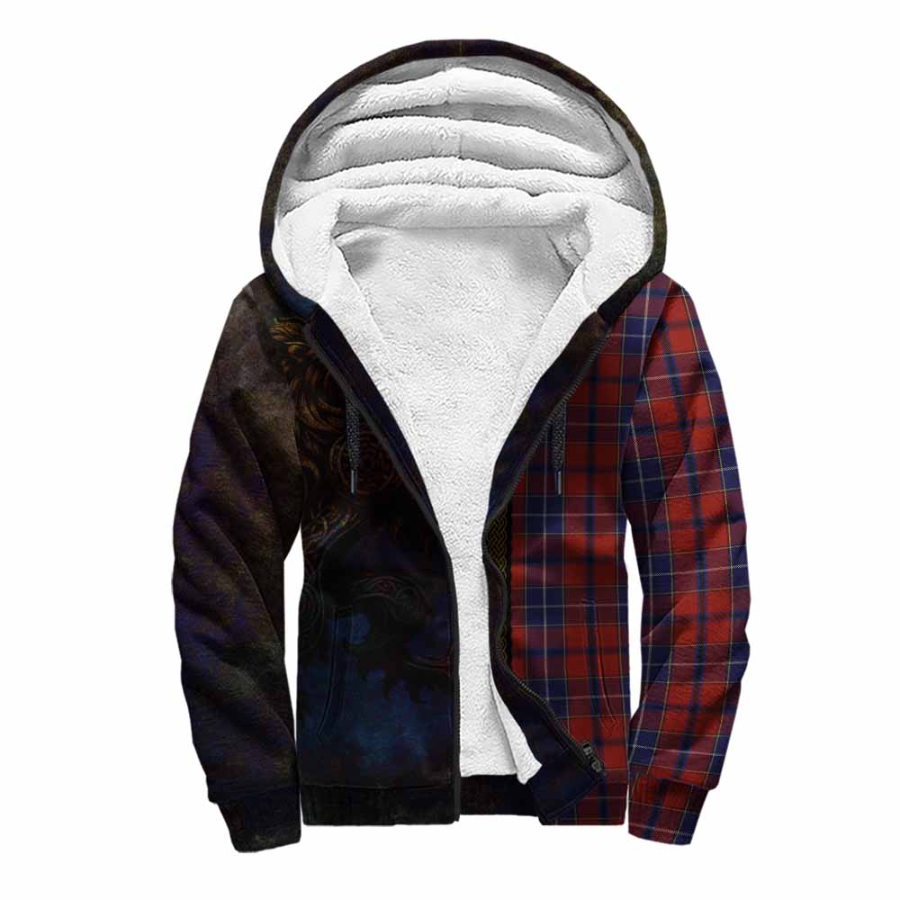 Tartan Vibes Clothing Wishart Tartan Family Crest Sherpa Hoodie Alba Gu Brath Be Brave Lion Ancient Style