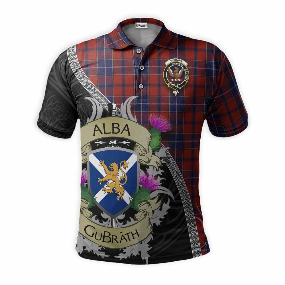 Tartan Vibes Clothing Wishart Tartan Family Crest Polo Shirt Lion Rampant Royal Thistle Shield Celtic Inspired
