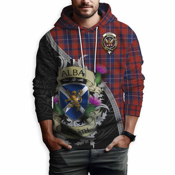 Tartan Vibes Clothing Wishart Tartan Family Crest Hoodie Lion Rampant Royal Thistle Shield Celtic Inspired