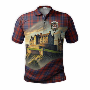 Wishart Tartan Family Crest Polo Shirt with Scottish Ancient Castle Style