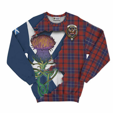 Tartan Vibes Clothing Wishart Tartan Family Crest Sweatshirt Scottish Thistle Celtic Inspired